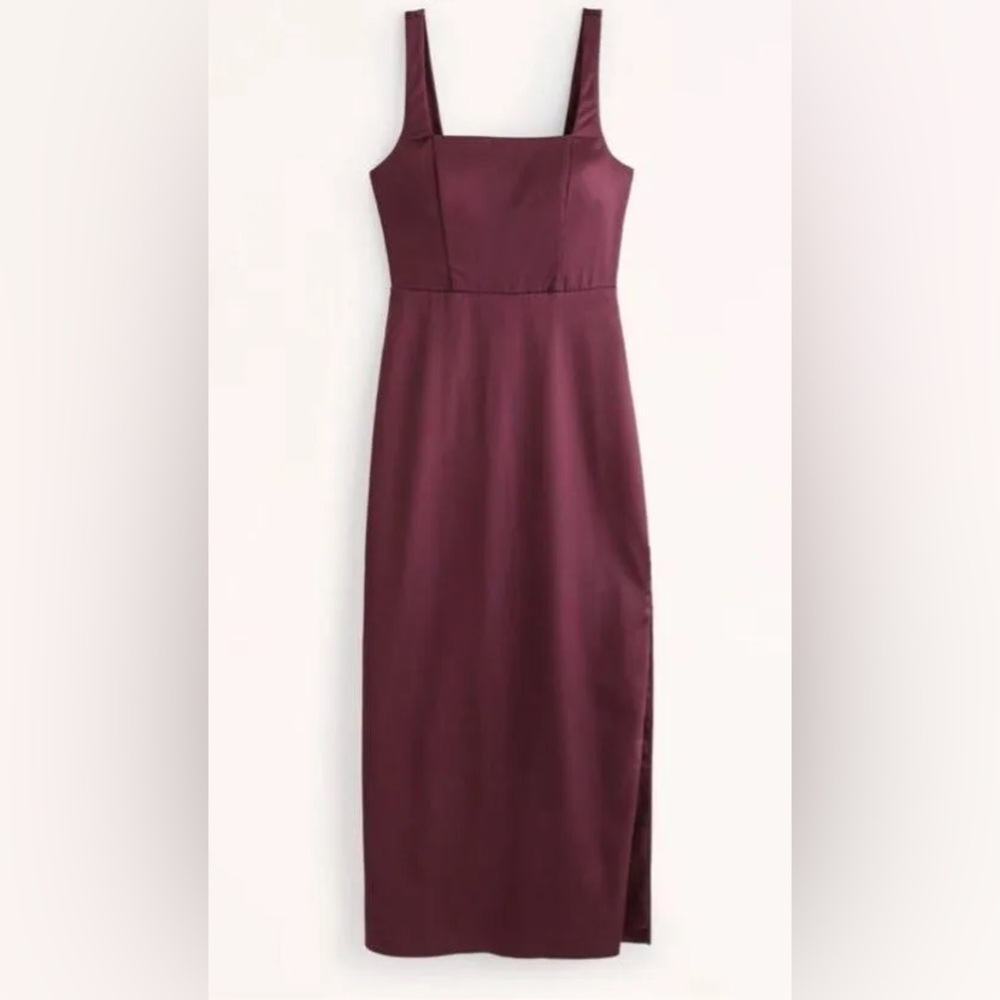 Abercrombie & Fitch Maroon Sleeveless Midi Sheath Dress
